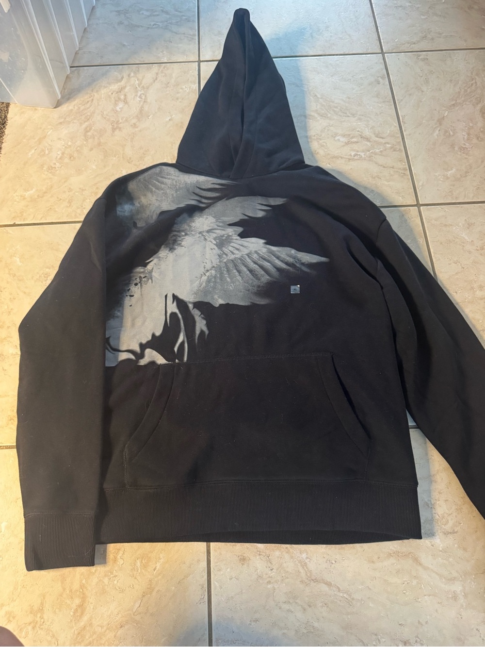 Express Black Hoodie with Gray Wing Graphic